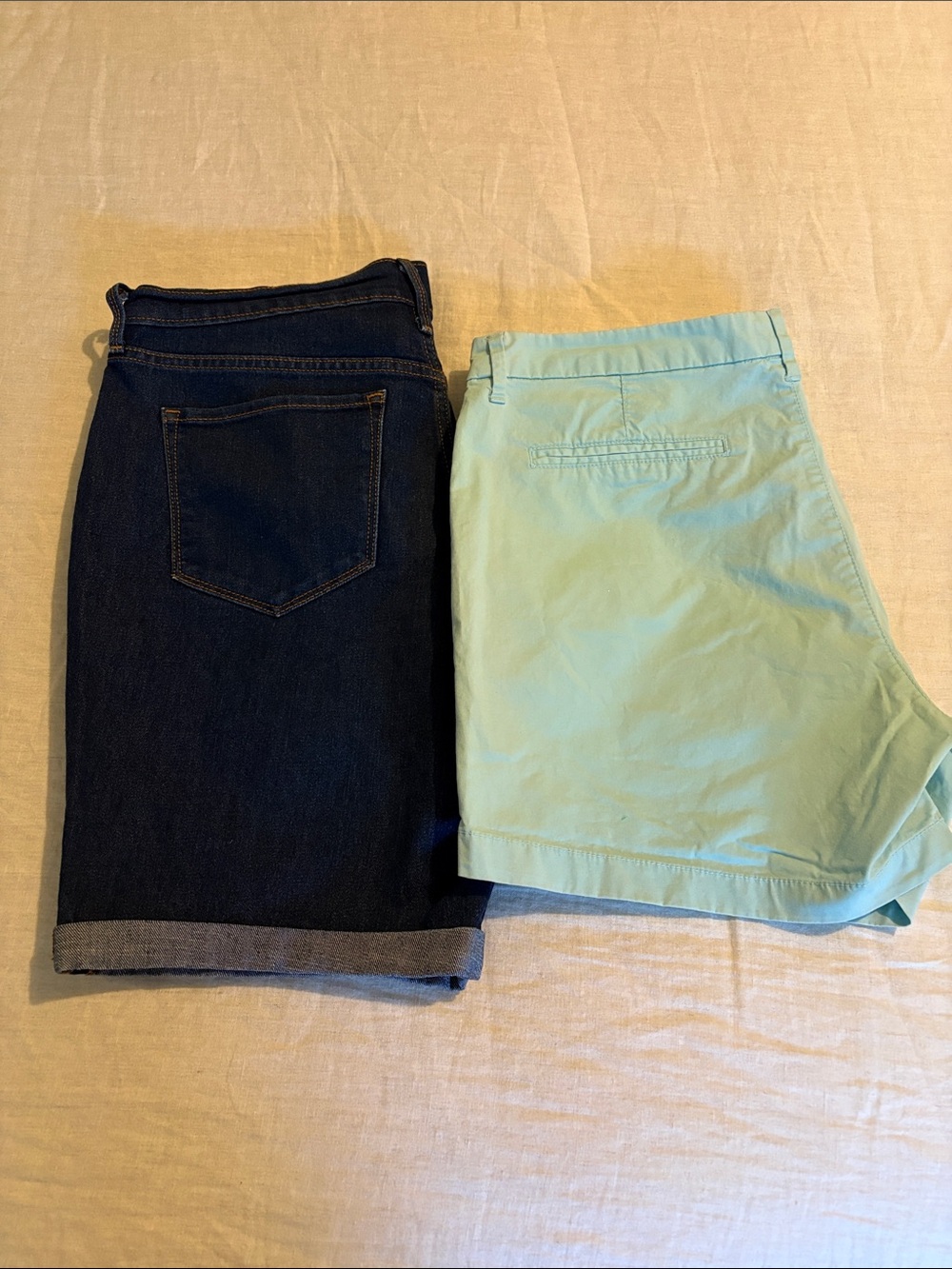 Old Navy light  aqua and Dark Denim Women’s Shorts Pair